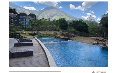 The Perfect Blue Swimming Pool with Keramik Kuda Laut at Baobab Safari Resort