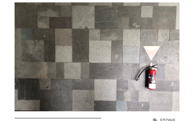 The Exotic Wall Cladding with Indonesia Grey Basalt Stone at The Wujil Resort & Conventions Ungaran