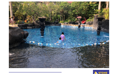 Bali Blue Crystal Glass for the Modern Swimming Pool Style at Novotel Surabaya