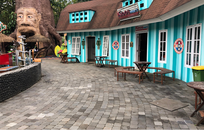 The Unique Indonesia Black Lava Stone Pavers at Eco Green Park, Malang
