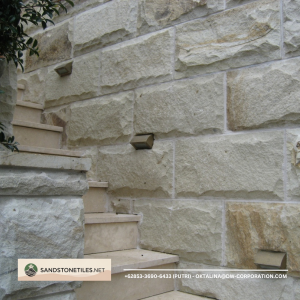 Bali Sandstone Tiles for Exterior Wall Cladding at Private Residence Australian Project